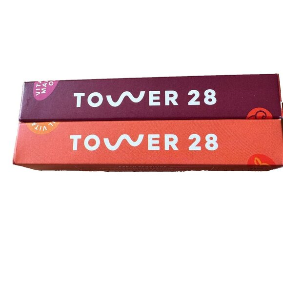 2x Tower 28 JuiceBalm Tinted Lip Balm ~ 1 DRINK & 1 SQUEEZE ~ 2.7g - Picture 1 of 13